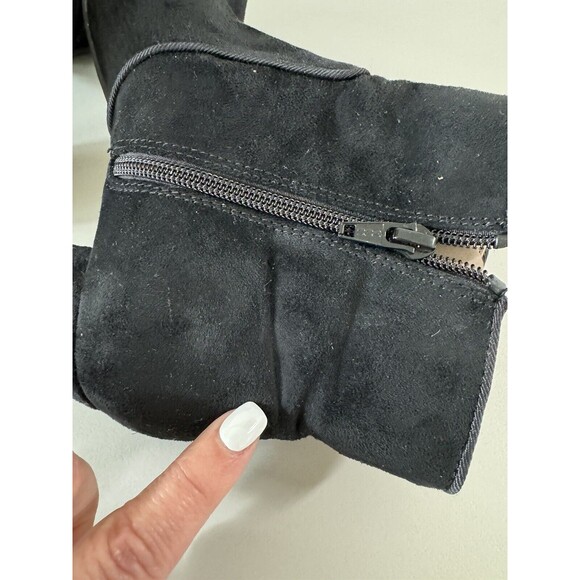 White Mountain Black Ankle Boots Booties Leather & Suede Side Zip Womens Sz 8M - Picture 8 of 11